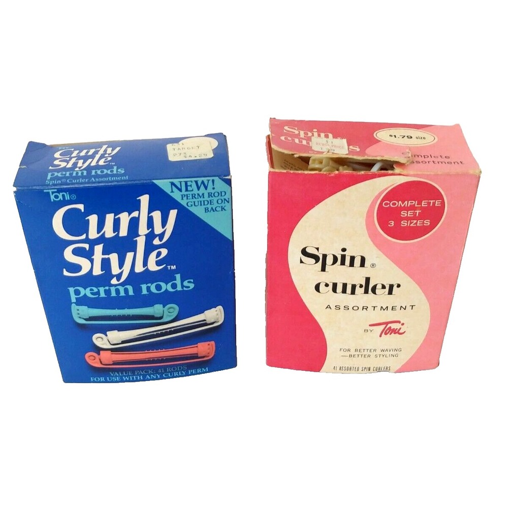 Vintage Toni Curly Style Perm Spin Curler Swing Arm Rods And Papers Two Boxes